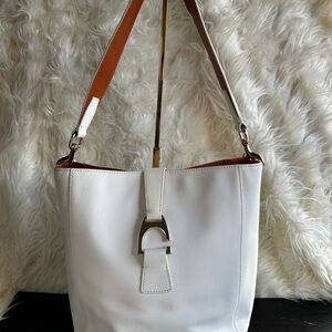 Dooney & Bourke White and Tan Shoulder Bag